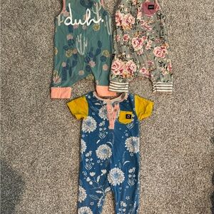 Floral and Cactus Print Kids Bodysuit Set